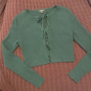 Wild Fable Forest Green Ribbed Cardigan